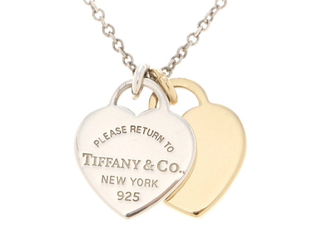 極美品 ティファニー リターントゥ ハート ビーズ コンビ シルバー k18 TIFFANY＆CO ティファニー リターントゥダブルハートタグ ネックレス