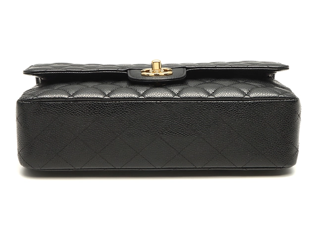CHANEL シャネル マトラッセＷフラップ  Ｗチェーン ショルダーバッグ ブラック GP キャビアスキン A01112