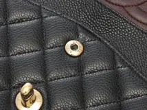 CHANEL シャネル マトラッセＷフラップ  Ｗチェーン ショルダーバッグ ブラック GP キャビアスキン A01112