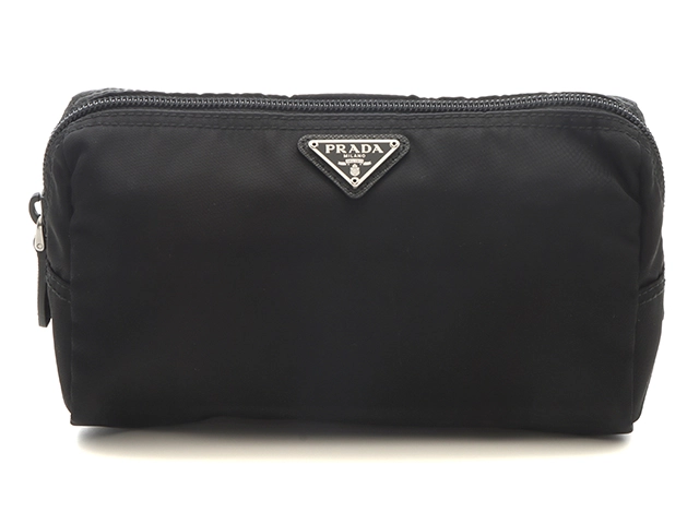 クマ　PRADA ナイロンポーチ PRADA プラダ ポーチ ブラック ナイロン/サフィアーノ 【472】YN の