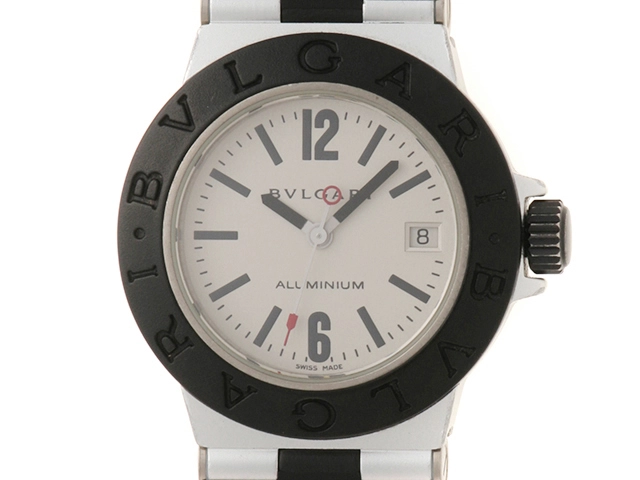 稼働品 ブルガリ ディアゴノ アルミニウム AL29TA レディース 電池交換済 BVLGARI ブルガリ アルミニウム AL29TA シルバー文字盤 アルミニウム