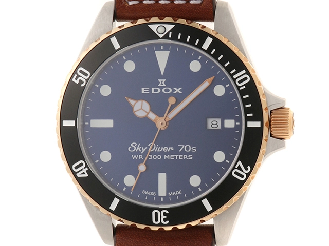 EDOX エドックス 腕時計 スカイダイバー70s SS/革 ブルー 53017 357RNC