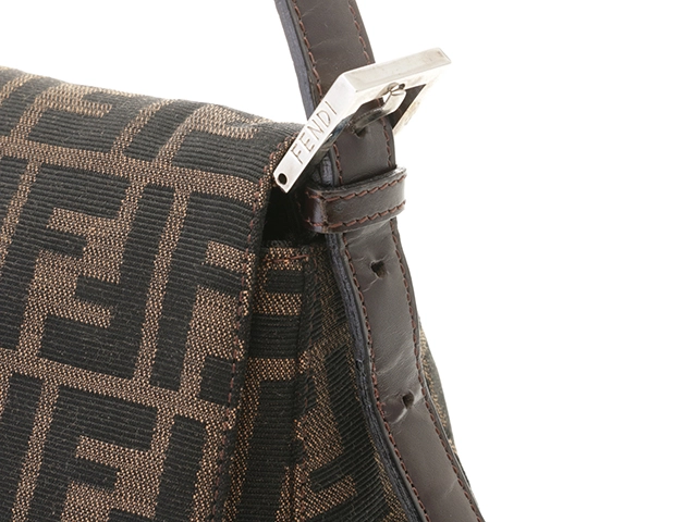 FENDI　フェンディ　ズッカ　マンマバゲット　ダークブラウン／ブラウン　キャンバス／レサ　ハンドバッグ【431】2148103940651