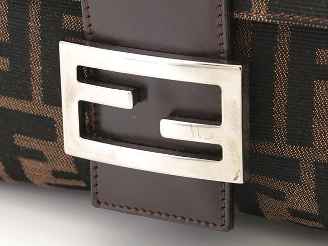 FENDI　フェンディ　ズッカ　マンマバゲット　ダークブラウン／ブラウン　キャンバス／レサ　ハンドバッグ【431】2148103940651