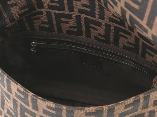 FENDI　フェンディ　ズッカ　マンマバゲット　ダークブラウン／ブラウン　キャンバス／レサ　ハンドバッグ【431】2148103940651