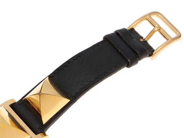 HERMES エルメス メドール ME1.201 女性用腕時計 ゴールド/ブラック GP