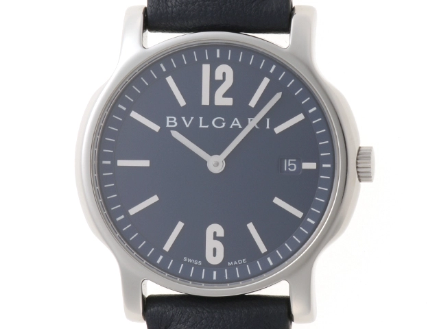 BVLGARI ブルガリ ソロテンポ ネイビー文字盤 革/SS レザー ST35S