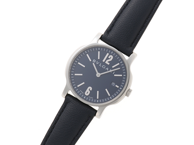 BVLGARI ブルガリ ソロテンポ ネイビー文字盤 革/SS レザー ST35S
