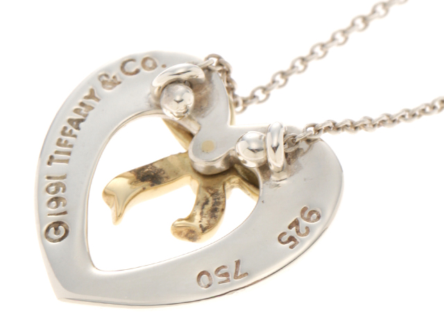 TIFFANY＆CO ティファニー ハートリボン ネックレス シルバー/k18