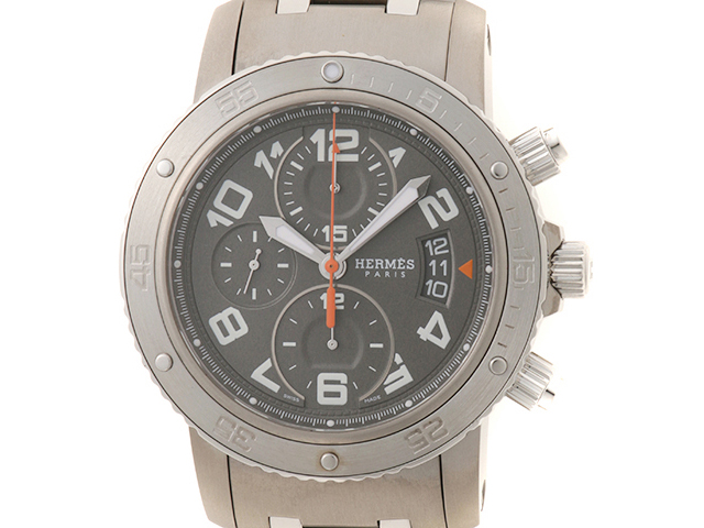 エルメス　クリッパー　2コマ HERMES エルメス クリッパーダイバー クロノ CP2.941 SS/TI グレー