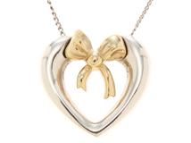 TIFFANY＆CO　ティファニー　ハートリボン　ネックレス　シルバー/18Kゴールド　4.5g　【471】YN