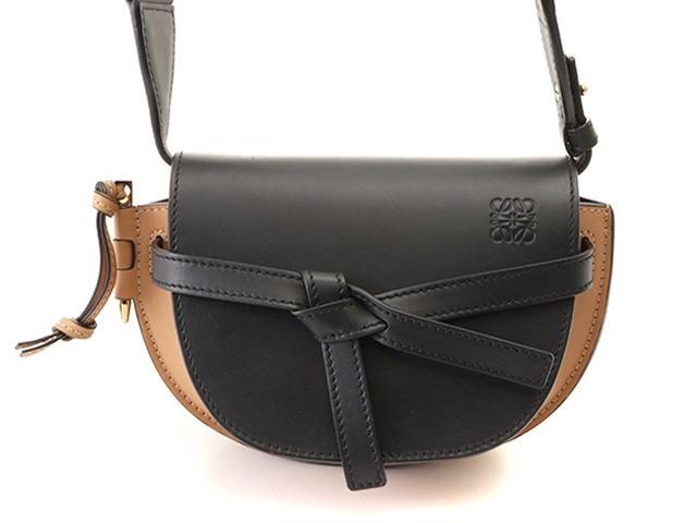 LOEWE ロエベ ゲートデュアル バッグ ミニ ブラック／ベージュ レザー