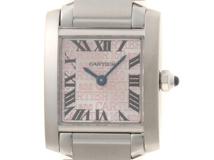Cartier　カルティエ　タンクフランセーズSM　W51035Q3　SS　シルバー/ピンク文字盤　女性用クオーツ時計【473】