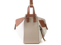 LOEWE　ロエベ　ハンモックバッグ スモール ホワイト/ベージュ/ブラウン レザー　1428380　2148103954160　【437】