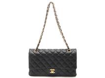 CHANEL　シャネル　マトラッセWフラップ25　 Wチェーンショルダーバッグ 　ブラック/GP　【471】YN