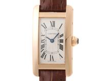 Cartier カルティエ 時計 タンクアメリカンSM W2607456 18Kピンクゴールド×レザーストラップ レディース クォーツ