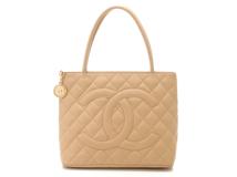 CHANEL　シャネル　マトラッセ　復刻トート　ベージュ/ゴルード金具　キャビアスキン　【471】M