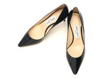 JIMMY CHOO　ジミーチュウ　パンプス　レディース37ハーフ　ネイビー　パテント　2148103968518　【432】