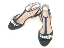 MIUMIU　ミュウミュウ　ビジューストラップサンダル　レディース35　ブルー　デニム　2148103968877　【432】