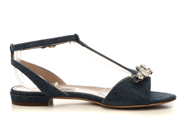 MIUMIU ミュウミュウ ビジューストラップサンダル レディース35 ブルー