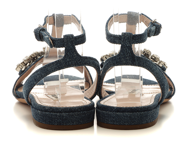 MIUMIU ミュウミュウ ビジューストラップサンダル レディース35 ブルー