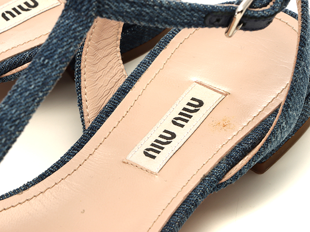 MIUMIU ミュウミュウ ビジューストラップサンダル レディース35 ブルー