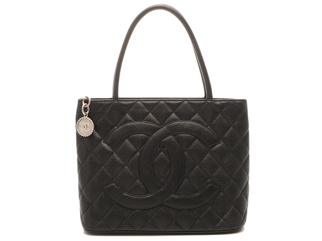 CHANEL シャネル 復刻トート ブラック/シルバー金具 キャビア 【471】M