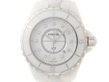 CHANEL　シャネル　J12　ホワイト文字盤　12Pダイヤ　セラミック/SS　クオーツ　H1628　レディース腕時計【431】2148103970924