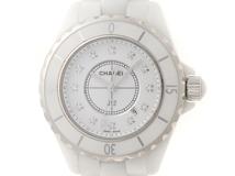 CHANEL シャネル 腕時計 J12 33mm H1628 セラミック/スティール 12Pダイヤモンドホワイト文字盤 クォーツ 2011年正規品【472】SJ