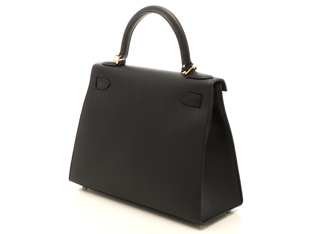 HERMES エルメス ケリー28 ヴォ―エプソン 外縫い ブラック/GP B刻印