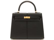 HERMES　エルメス　ケリーパデット25　外縫い　2WAYショルダーバッグ　ブラック・GP金具　ヴォースイフト　Z刻印・2021年頃製造　付属品全てあり【472】HA