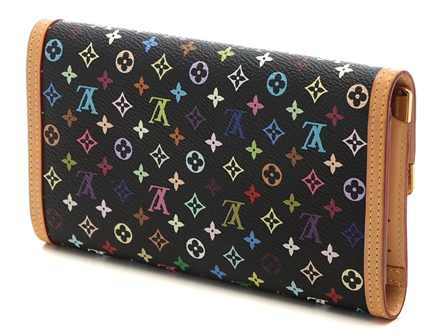 LOUIS VUITTON ルイヴィトン 財布/三つ折り長財布 ポルト・トレゾール・インターナショナル マルチカラー ブラック M92658【472】YY