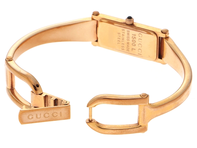 GUCCI　グッチ　バングルウォッチ　1500L　クォーツ　レディース腕時計　シェル1PD　PGP【431】2181000000202
