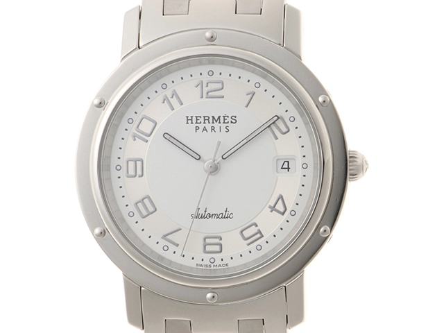 HERMES　エルメス　クリッパー SS　ホワイト文字盤/SS　CL1.810　メンズ　【471】N　2181000001346