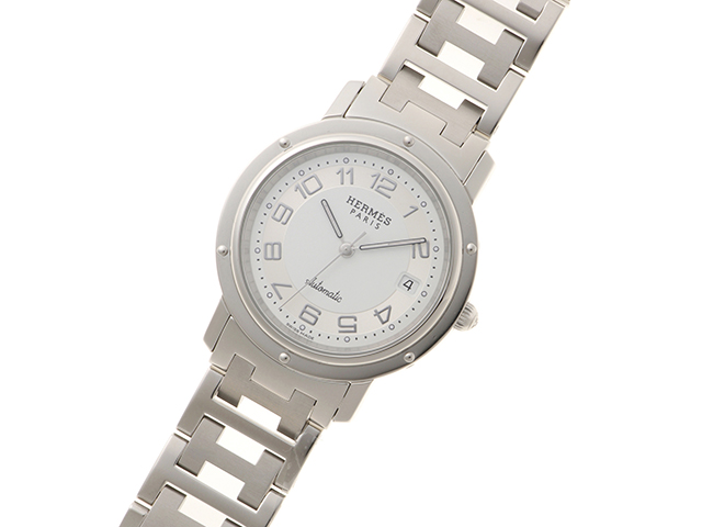HERMES エルメス クリッパー SS ホワイト文字盤/SS CL1.810