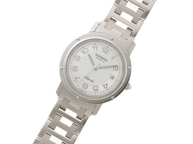 HERMES　エルメス　クリッパー SS　ホワイト文字盤/SS　CL1.810　メンズ　【471】N　2181000001346
