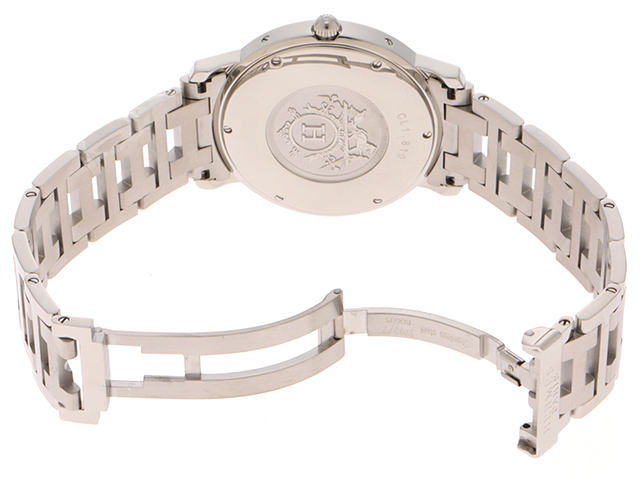 HERMES エルメス クリッパー SS ホワイト文字盤/SS CL1.810 メンズ