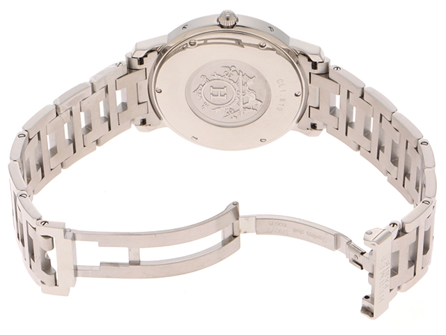 HERMES　エルメス　クリッパー SS　ホワイト文字盤/SS　CL1.810　メンズ　【471】N　2181000001346