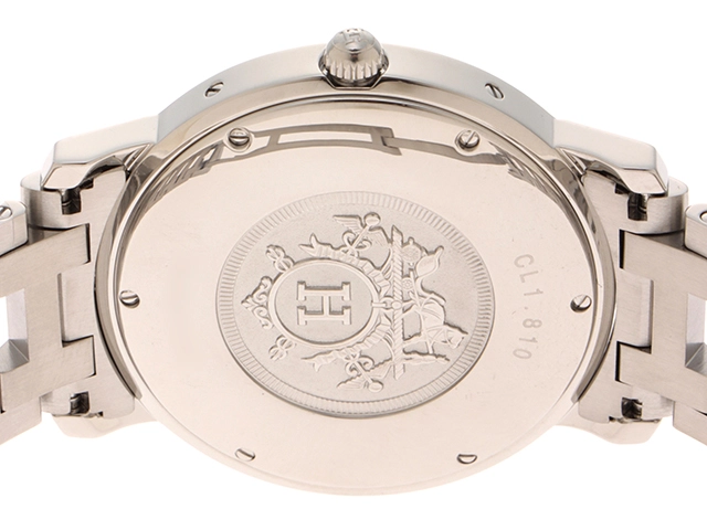 HERMES　エルメス　クリッパー SS　ホワイト文字盤/SS　CL1.810　メンズ　【471】N　2181000001346