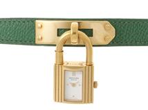 HERMES エルメス ケリーウォッチ KE1.201 ホワイト文字盤 GP/革