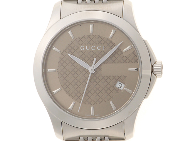 GUCCI タイムレス メンズ 腕時計 SSクオーツ ブラウン文字盤 126.4 GUCCI タイムレス メンズ 腕時計 SSクオーツ ブラウン文字盤 126.4