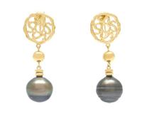 TASAKI　タサキ　田崎真珠　イヤリング　YG　イエローゴールド　ブラックパール　11.5g