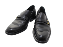 GUCCI グッチ ベルトローファー 7ハーフ ブラック 革 093396 2143200646161 【200】