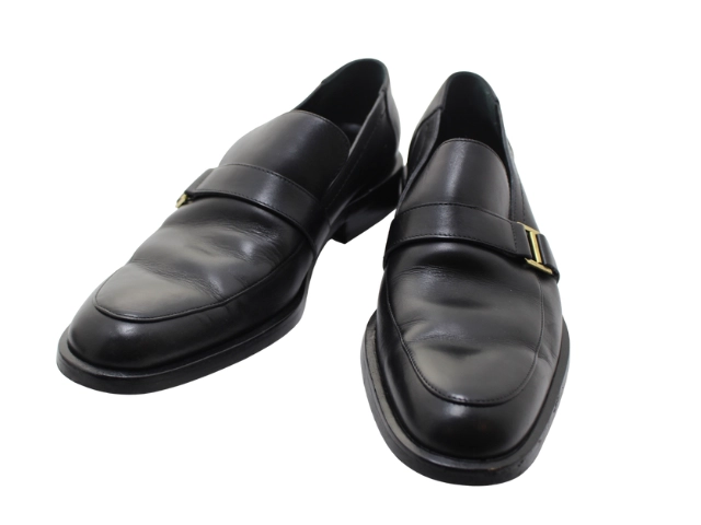 GUCCI グッチ ベルトローファー 7ハーフ ブラック 革 093396