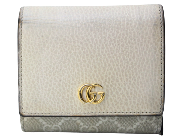 GUCCI グッチ 財布 ダブルGバイカラーミディアムウォレット ホワイト GGスプリーム/レザー 598587 2120000347108 【200】