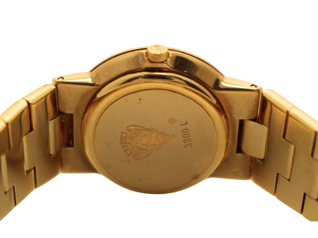183-5☆美品☆ GUCCI 3300L ゴールド レディース 腕時計 黒文 GUCCI グッチ レディース腕時計 クォーツ 3300L ゴールドメッキ