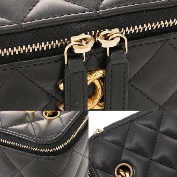 CHANEL　シャネル　マトラッセ　バニティチェーンショルダー　ブラック/GP　ラムスキン　AP3044　【430】2143200612456