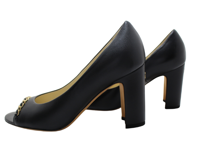 CHANEL シャネル 靴 チェーン オープントゥパンプス レディース35C(約