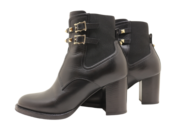 ヴァレンティノ VALENTINO ロックスタッズ ショートブーツ 黒 37 VALENTINO ヴァレンティノ ロックスタッズ ショートブーツ レディース