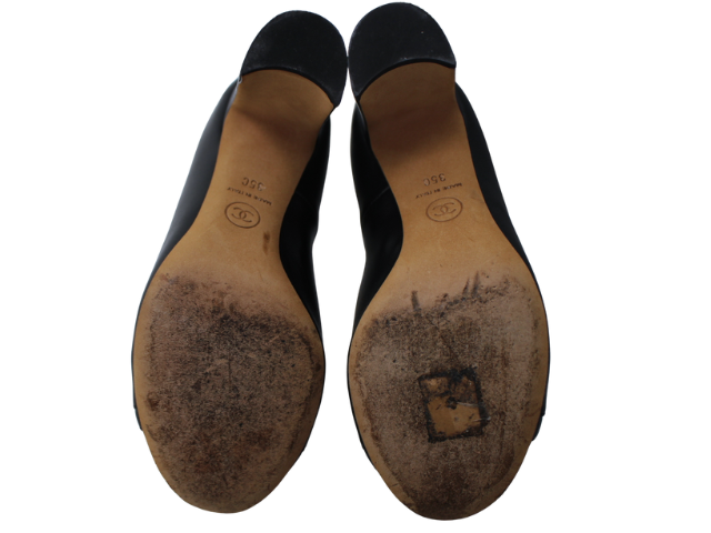 CHANEL シャネル 靴 チェーン オープントゥパンプス レディース35C(約